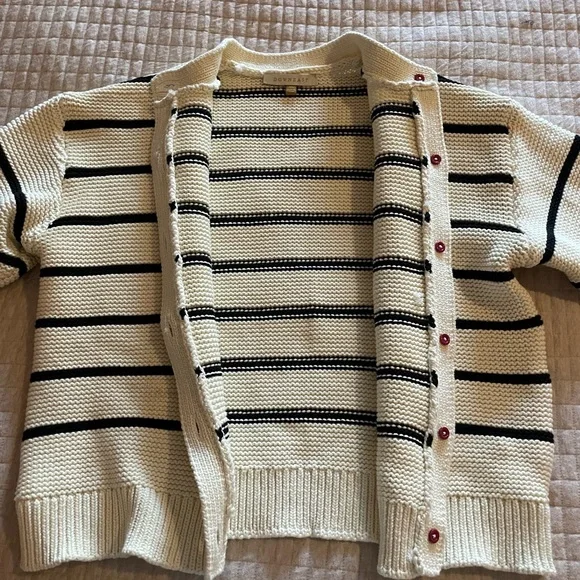 DownEast Cream and Black Knit Sweater - Picture 3 of 4